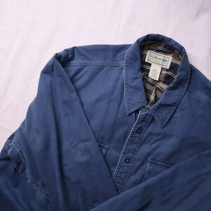 LL Bean Men's Plaid Lined Work Shirt Jacket Blue XL Regular Cotton